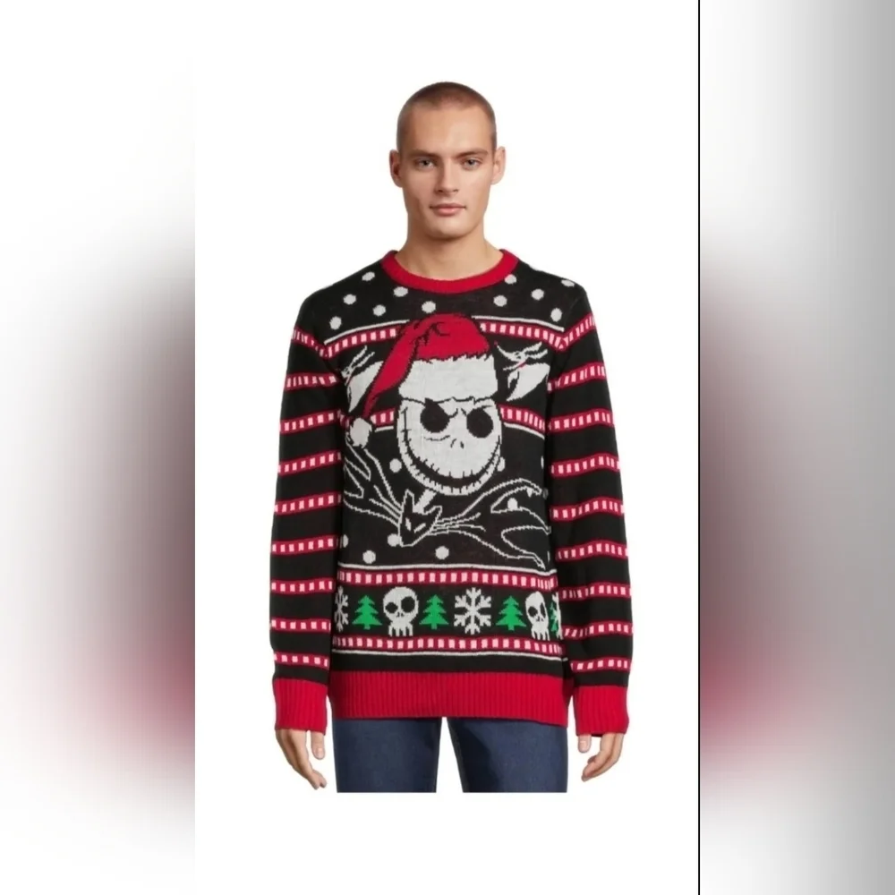 Disney Nightmare Before Christmas Men's Christmas Sweater With Long Sleeves